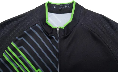 Vista 5 de Pohoopo Maillot de ciclismo para hombre, manga corta, cremallera completa, transpirable, de secado rápido