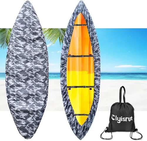 Vista 8 de Fundas impermeables para kayak de 10 a 16 pies para almacenamiento al aire libre, accesorios de cubierta de canoa, cubierta de lancha Oxford