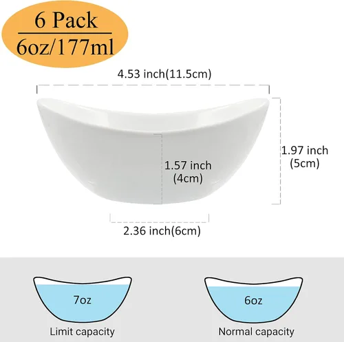 Vista 2 de Juego de 6 cuencos de cerámica para helados, platos pequeños para salsa, platos de cerámica para postres, buenos para salsa de tomate, soja