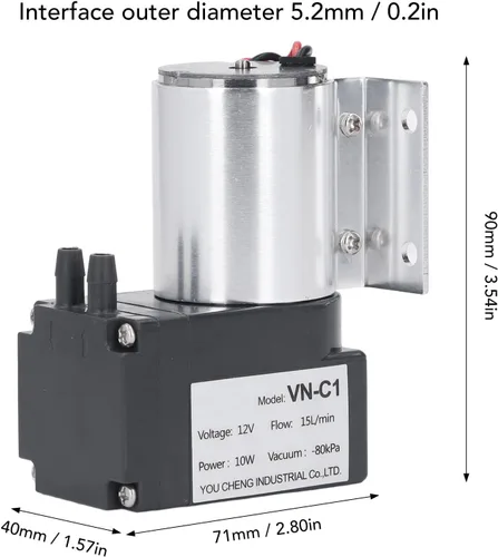 Vista 4 de Bomba de vacío micro DC12V 10W Mini compresor de aire Bomba de diafragma de aceite Bomba de vacío sin escobillas 15L por tarifa mínima