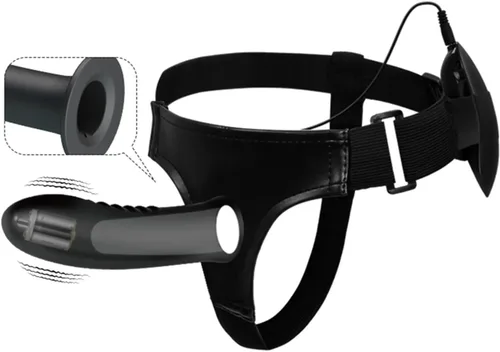 Vista 3 de Arnés sexual con correa, consolador vibrador de silicona para hombres y adultos, juguete sexual con control remoto con cable (no para mujeres)