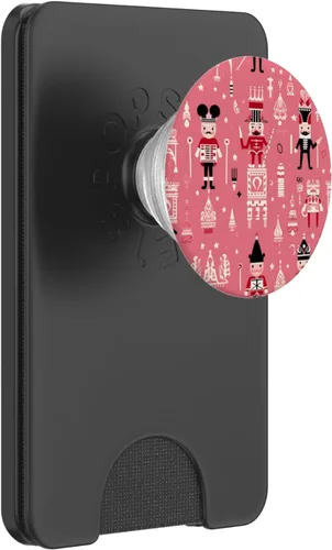 Vista 7 de PopSockets PopGrip estándar con temática navideña de cascanueces de Navidad rosa