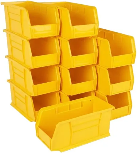Vista 29 de HE HUDSON EXCHANGE Cubo de almacenamiento apilable de plástico de 11" x 5.5" x 5", amarillo