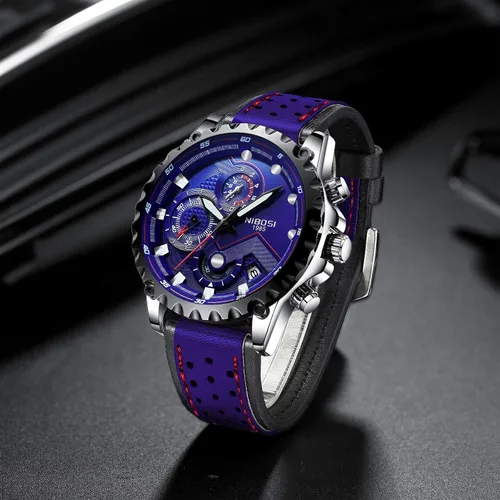 Vista 3 de LEYAN Reloj de cuero para hombre, reloj de cuarzo automático para hombre, resistente al agua