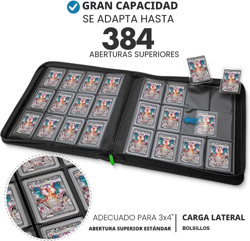 Vista 2 de Toploader - Carpeta de almacenamiento para tarjetas intercambiables, 384 12 bolsillos para Yugioh, MTG, TCG, carpetas de tarjetas para tarjetas