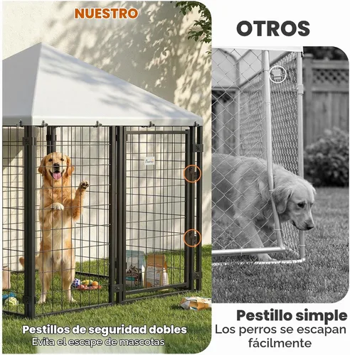 Vista 8 de PawHut 4.7' x 4.7' x 5.1' Perrera para perros al aire libre Fuera Carrera S