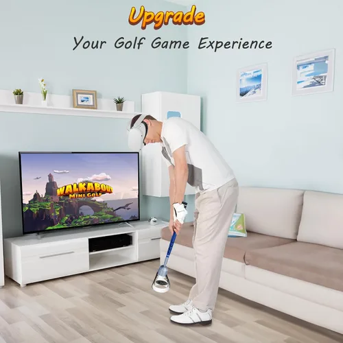 Vista 5 de VR Golf Club Attachment for Oculus Quest 2 Meta Quest 2, Aluminum Golf Club Handle Accessory with Realistic Rubber Grip& 2 Straps, 1 1 Molded