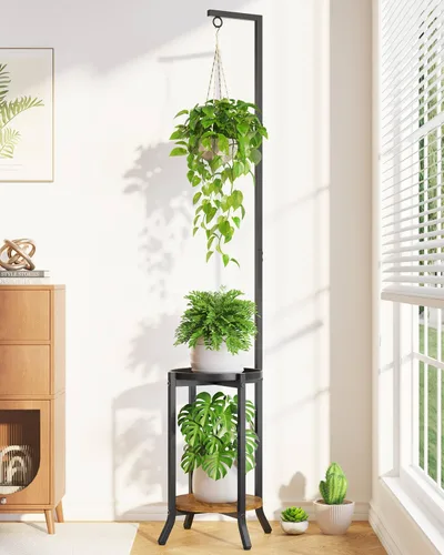 Vista 21 de LASZOLA 3 Tiers Metal Corner Plant Flower Stand Tall Indoor Outdoor, Bronze Bronce