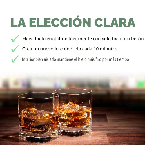 Vista 3 de Luma Clear Cube Ice Maker Máquina Portátil de Hielo para Encimera Primeros Cubos en 15 Minutos, 40 Libras de Hielo en 24 Horas Diseño de Acero