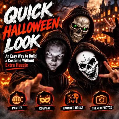 Vista 4 de Pasamontañas de Halloween, máscara de esquí de calavera aterradora para Black