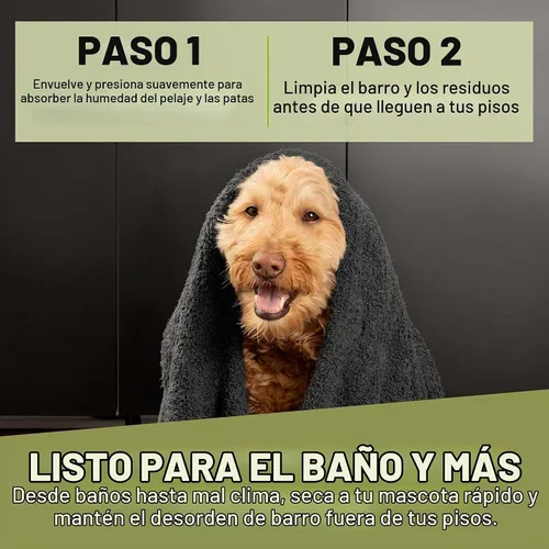 Vista 2 de E-Cloth Toalla de baño de limpieza y secado para mascotas, absorbente