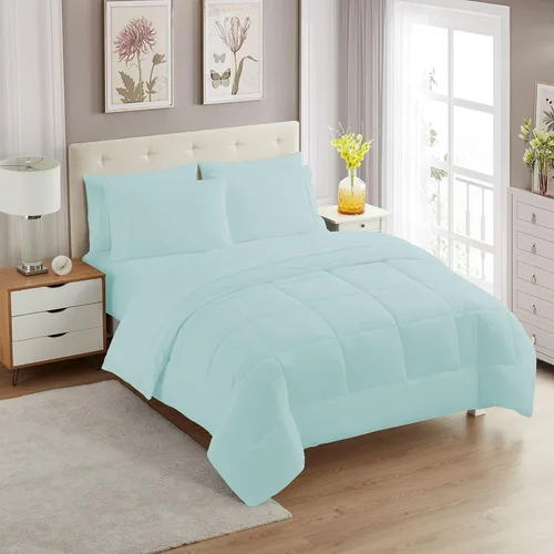 Vista 116 de Sweet Home Collection Juego de edredón de 7 piezas de color sólido para todas las estaciones, manta alternativa de plumón suave y lujosas sábanas