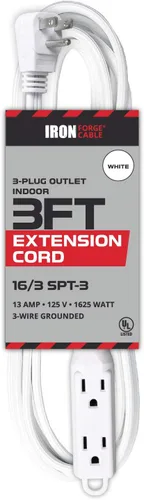Vista 14 de IRON FORGE CABLE Cable de extensión de enchufe plano con 3 tomas, 0.91 m (3 pies) en color negro - Cable de extensión para interior con 3 tomas