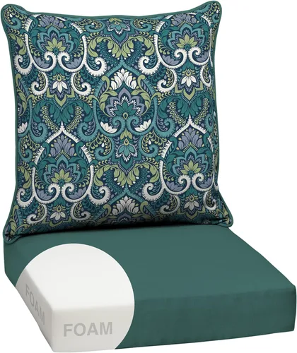 Vista 24 de Arden - Juego de cojines de asiento profundo para exteriores, espuma, 24x24, azulejos Alana