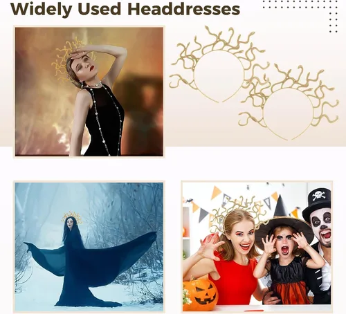 Vista 5 de Tideme 2 diademas de serpiente egipcia, divertidos aros de serpiente de Halloween, aros de plástico flexibles para el cabello