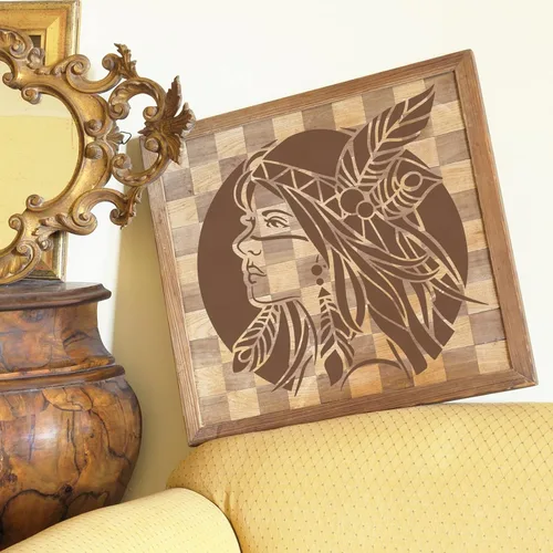 Vista 4 de FINGERINSPIRE Plantillas de pintura para mujeres nativas americanas de 11.8 x 11.8 pulgadas, plantillas de plástico para dibujo tribal, manualidades