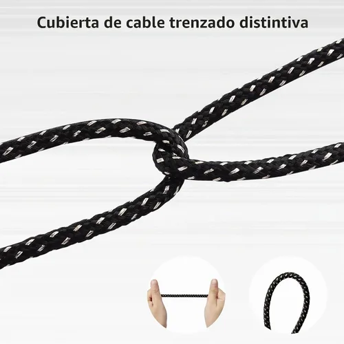 Vista 5 de Cable Matters Paquete de 2 cables trenzados de guitarra TS a TS de 1/4 de pulgada, 3 pies