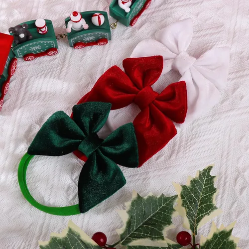 Vista 8 de YanJie Diademas de Navidad para bebé y niñas, lazos de terciopelo para recién nacidos, lazo de marinero, diadema de nailon, suave y elástico, lazo