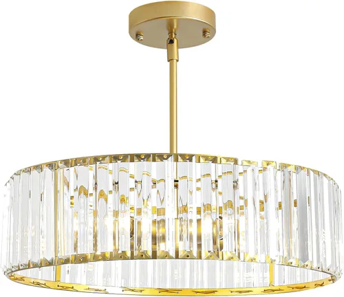 Vista 13 de Candelabro pequeño de cristal dorado, lámpara moderna de 3 luces para comedor sobre la mesa, accesorio de iluminación redondo para pasillo