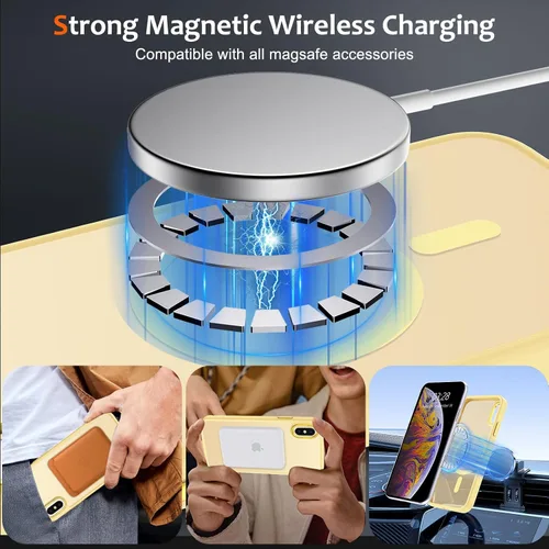 Vista 492 de Anuck - Funda magnética para iPhone 11 compatible con MagSafe, carcasa trasera mate translúcida dura, borde de TPU, delgada, resistente a impactos