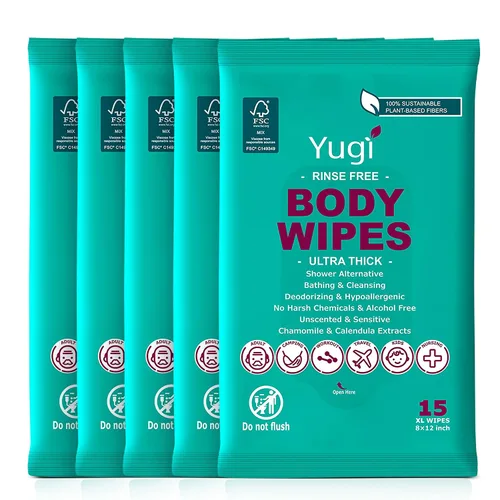 Vista 10 de Toallitas corporales (1 paquete) 15 toallitas de ducha extra gruesas XL para baño de adultos, campamento, viajes, gimnasio, enfermería, automóvil