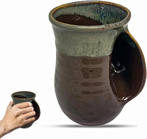 Vista 35 de Clay in Motion - Taza calentadora de manos para diestros, diseño Ocean Tide Marea del Océano