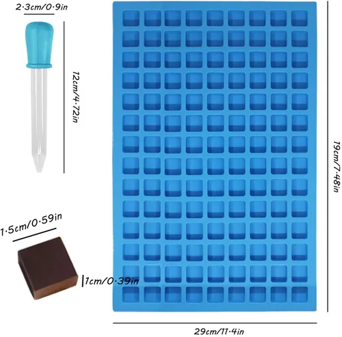 Vista 3 de SENHAI 2 paquetes de moldes cuadrados de silicona, 126 cavidades flexibles y antiadherentes para cubitos de hielo, moldes de gelatina de chocolate