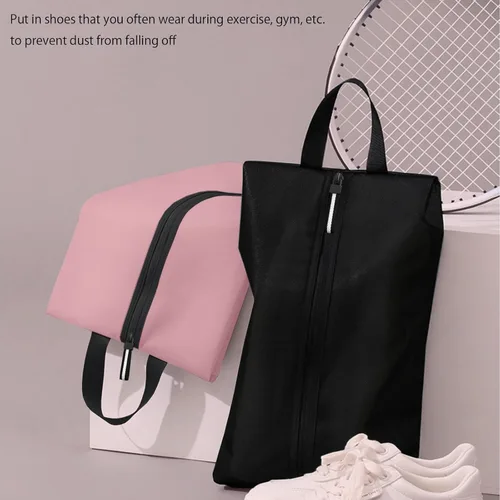 Vista 7 de Bolsa de zapatos para viajes, bolsa de zapatos resistente al agua para gimnasio, bolsa de tacos de fútbol resistente al olor para deporte, Rosado