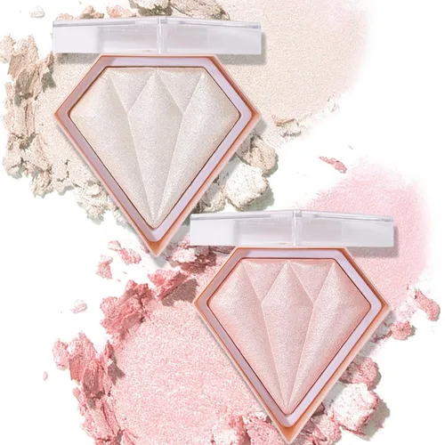 Vista 9 de Paleta de maquillaje con resaltador facial blanco, polvo de contorno brillante, impermeable, de larga duración, ilumina la tez facial, iluminador