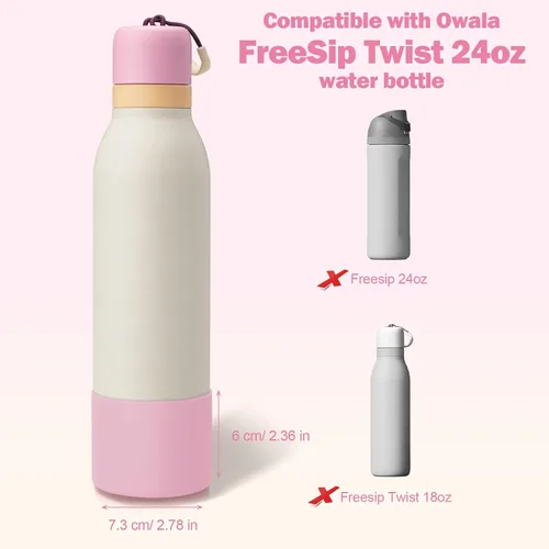 Vista 2 de 2 botas de silicona superiores para Owala FreeSip Twist de 24 onzas, funda inferior resistente a los arañazos, accesorios de botella de Owala