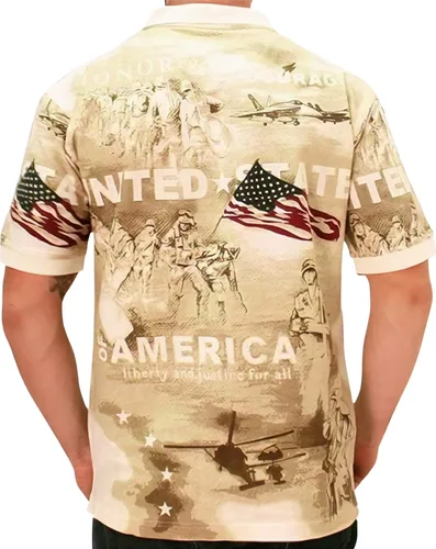 Vista 2 de Cotton Traders Allover Patriotic - Polo para hombre