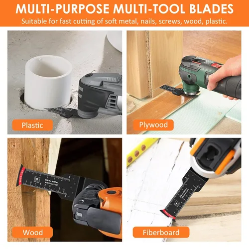 Vista 5 de 20 hojas de sierra oscilantes bimetálicas extralargas, cuchillas multiherramienta, corte preciso para madera con clavos, metal, madera, cuchillas