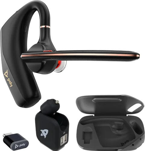 Vista 9 de Poly Voyager Legend 50-M - Auriculares Bluetooth, funda de carga, cancelación de ruido alimentada por IA, tecnología WindSmart de 4 micrófonos