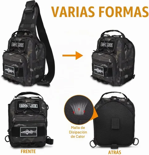 Vista 6 de Dovesun Mochila Pequeña de Pesca, Mochila Bandolera Impermeable para Pesca con Mosca con Cajas de Aparejos