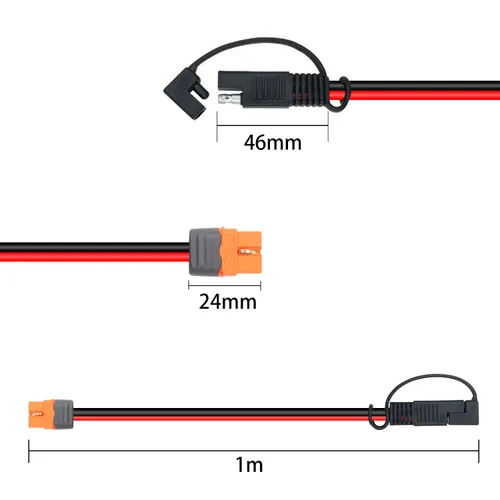 Vista 3 de Adaptador de conector SAE a XT60I-F, cable de 12 AWG, conector de panel solar SAE, con adaptador inverso para estación de energía portátil
