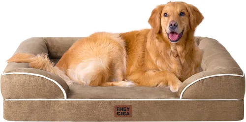 Vista 44 de EHEYCIGA – Cama ortopédica impermeable para perros pequeños, de espuma viscoelástica tipo caja de huevos, con bordes elevados y base antideslizante