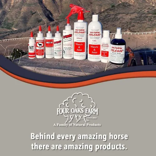 Vista 6 de Four Oaks Farm Ventures, Tratamiento en aerosol muscular de liberación natural, linimento de caballo para dolores musculares, dolor