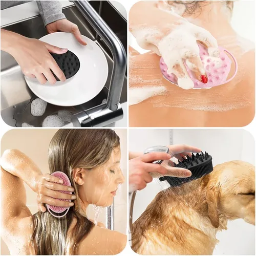 Vista 7 de Exfoliante corporal de silicona, esponja de silicona, 2 piezas de esponja de ducha, exfoliante de silicona para ducha, cepillo de silicona 2 en 1