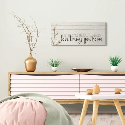 Vista 8 de Stupell Industries Life Unexpected Places Adventure Phrase Country Charm Cita, diseño de arte de pared de Kim Allen, 13 x 30 pulgadas, lienzo