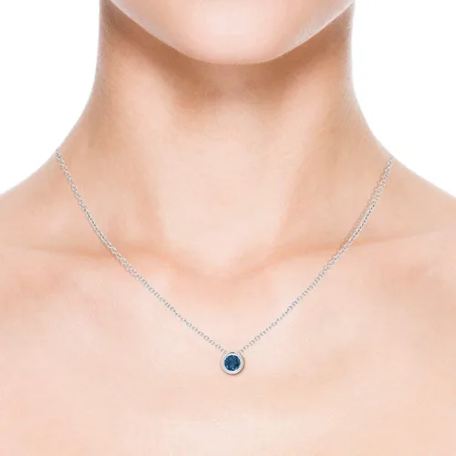 Vista 4 de Angara Natural London Blue Topaz Solitaire Pendant Necklace for Women, Girls in Sterling Silver14K Solid GoldPlatinum December Birthstone Jewelry