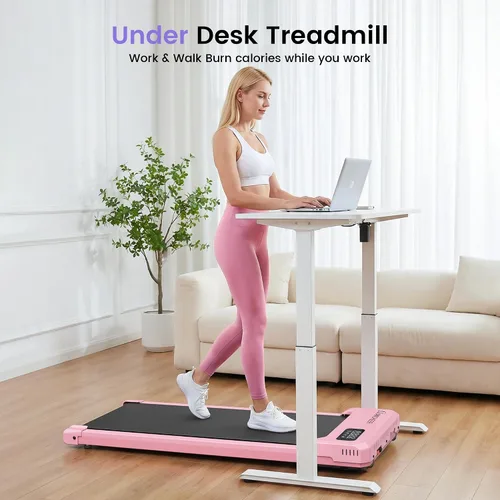 Vista 6 de Pink Walking Pad with Vibration Plate: Under Desk Treadmill with Incline