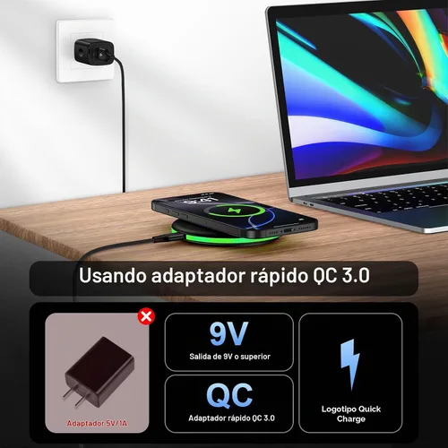 Vista 2 de Cargador inalámbrico para Samsung con almohadilla de carga rápida, cargador de teléfono inalámbrico para estación de carga Android, compatible