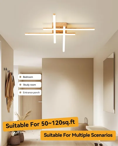 Vista 5 de Lámpara de techo moderna Sputnik LED regulable con control remoto, iluminación de techo negra empotrada, lámpara de techo para dormitorio, estudio
