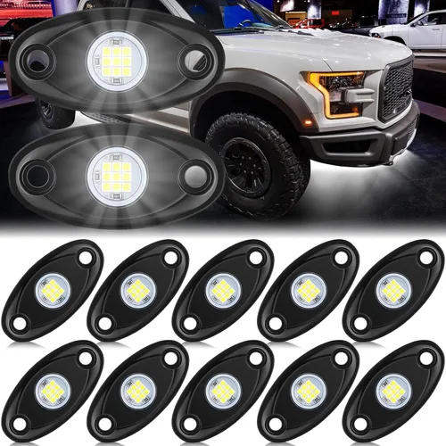 Vista 9 de 12 Cápsulas Luces LED Rock para Automóvil SUV Luces Underglow Impermeables Neón Trail Rig Lámpara Iluminación para Camión Motocicleta Barco ATV UTV