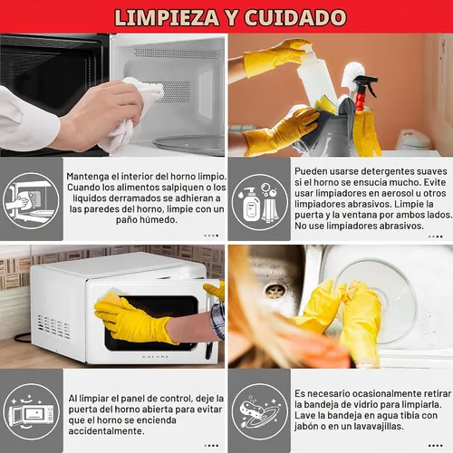 Vista 7 de Galanz GLCMKZ09WER09 Horno microondas retro para encimera con cocción y recalentamiento automático, descongelación, funciones de inicio rápido