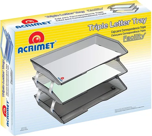 Vista 8 de acrimet Facility Triple Letter Tray color negro