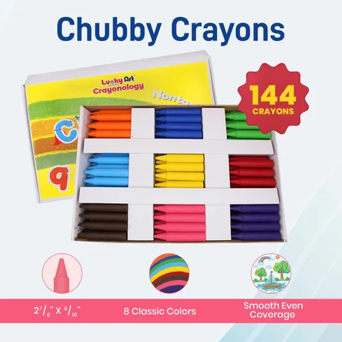 Vista 2 de Juego de 144 crayones de arcoíris para niños (2-7/8 pulgadas de largo x 9/16 pulgadas de diámetro)