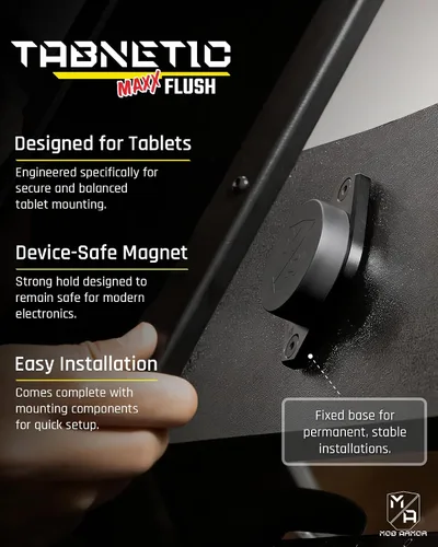 Vista 2 de Mob Armor Tabnetic Maxx - Soporte para tablet de perfil bajo con potente agarre magnético para iPad, Android y Microsoft Surface Tablets, compatible