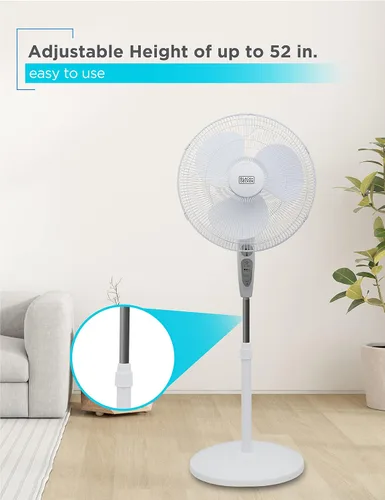 Vista 4 de BLACK+DECKER Ventilador de pie de 18 pulgadas con base de pedestal, ventilador de pedestal de altura ajustable con control remoto y panel de control