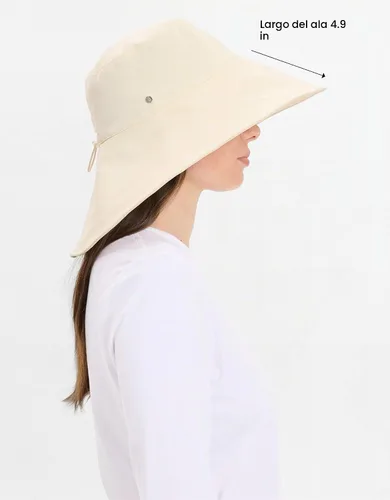 Vista 2 de Solbari Sombrero de ala ultra ancha UPF 50+ plegable con protección solar UV con ala de cobertura completa Vainilla / Beige